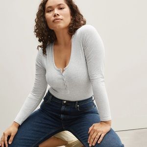 Everlane | Henley Bodysuit in Light Heather Gray